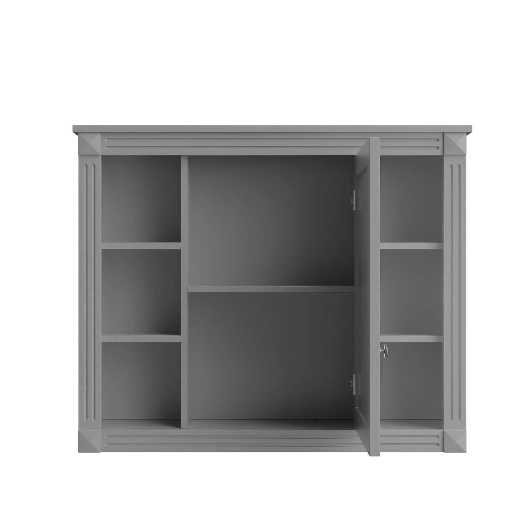 Mobile Bagno Moderno da 90cm con Lavabo Integrato e Specchiera, 2 Ante e 2 Cassetti