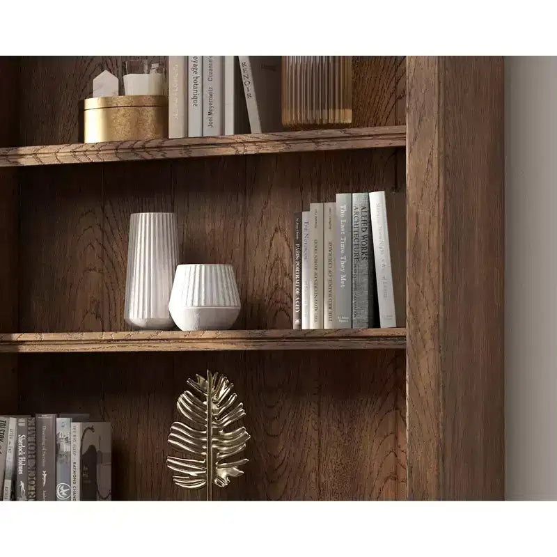 Libreria Alta Tradizionale 94" in Legno con Contenitore, Collezione Stratton Marrone - Martin Furniture