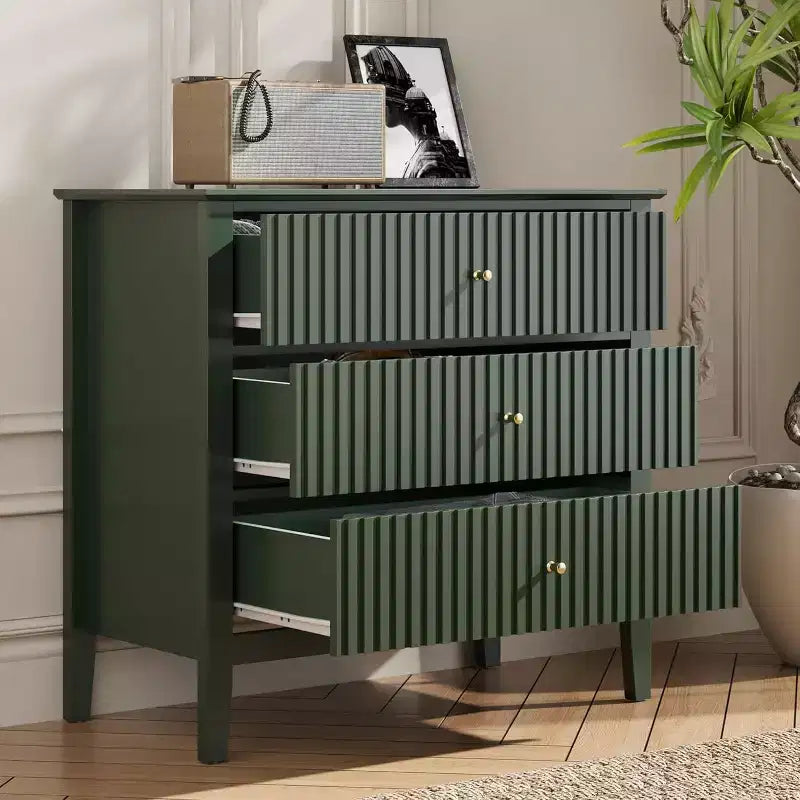 Cassettiera Heynemo a 3 Cassetti, Comodino in Legno Verniciato Alto 76 cm con Contenitore, Ampio Cassettone Moderno con Guide a Sfera