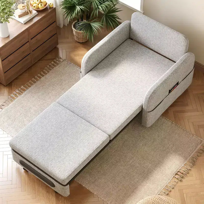 Gaoyangjiaju Poltrona Letto Trasformabile 3 in 1 con Cassetto Contenitore - Divano Letto Estraibile con Tasca Laterale e Cuscino - Grigio