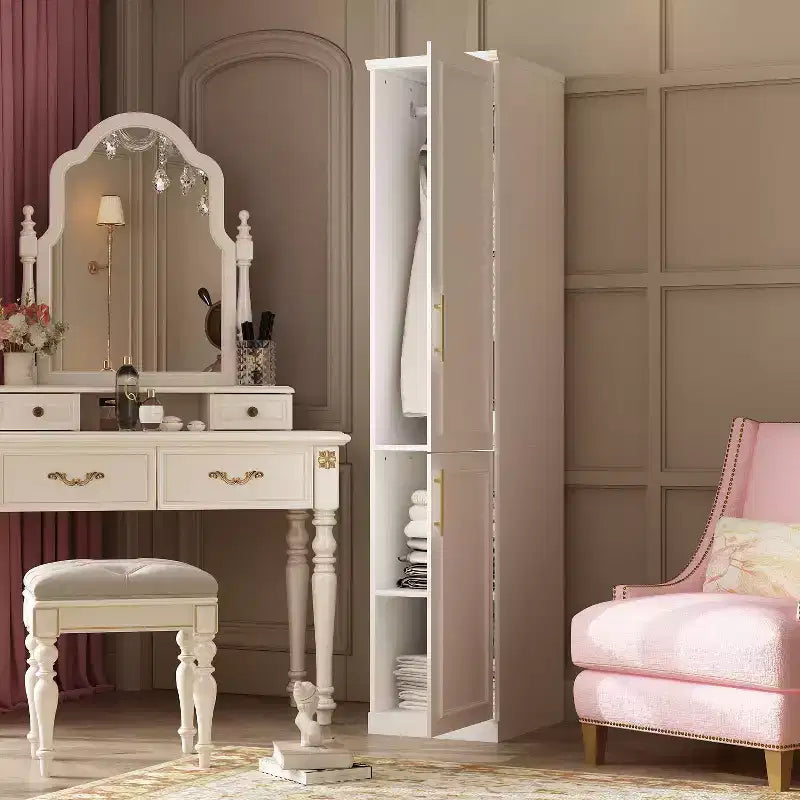 Famapy Armadio Guardaroba Modulare di Lusso Bianco con Dettagli Dorati: Ante a Pannelli + Design Ante Miste Elegante Armadio Su Misura per Camere da Letto