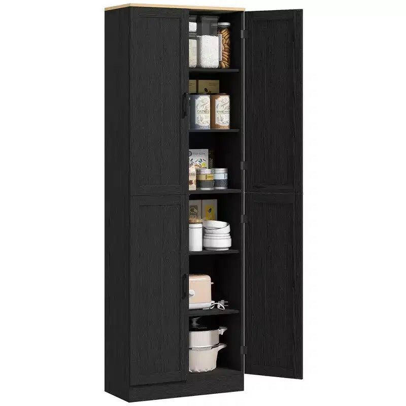 HOMCOM 67 Dispensa da Cucina Autoportante, Armadio Contenitore a 4 Ante con Ripiani e Ante Regolabili