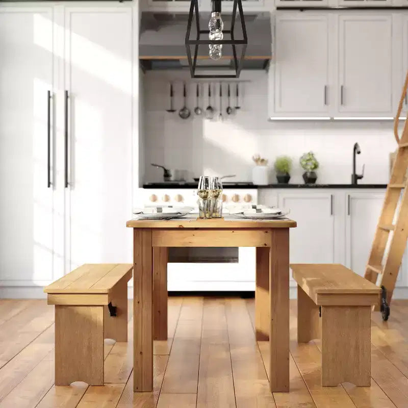 Flash Furniture Tavolo da Pranzo Rettangolare Rustico in Pino Massiccio 46 x 30
