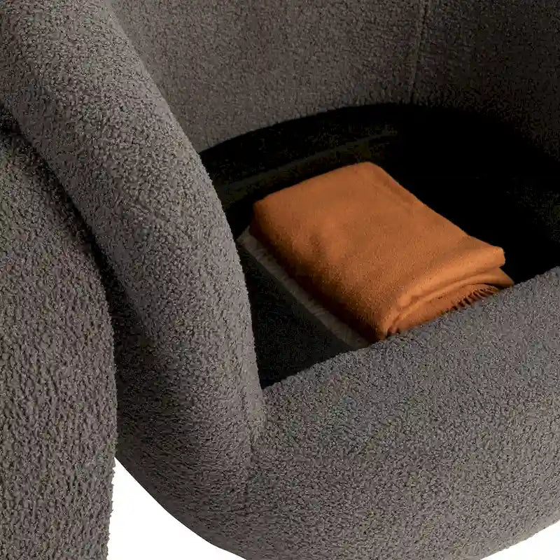 Poltrona Girevole Imbottita a Botte con Contenitore, Sedia Moderna da Salotto per Camera da Letto/Ufficio/Zone Lettura