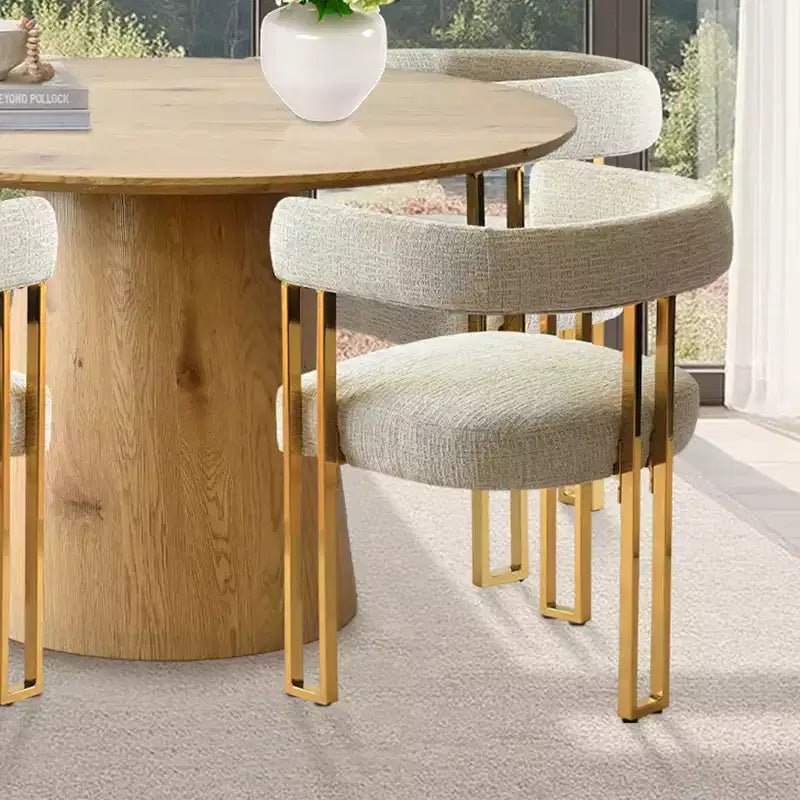 Set Tavolo da Pranzo Rotondo Espandibile a Ovale con 4 Poltroncine in Velluto, Design Moderno con Base a Piedistallo, Posti a Sedere Fino a 8 Persone-Panipeachy