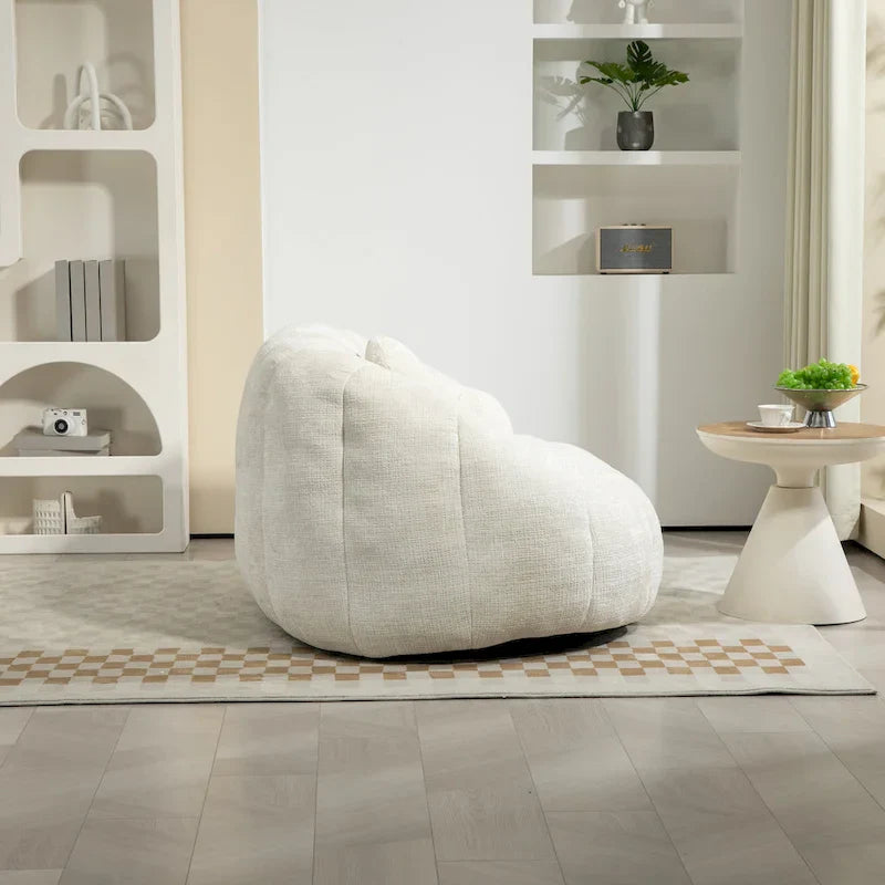 Fauteuil de salon en chenille blanc 63,78 cm avec rembourrage en mousse haute densité