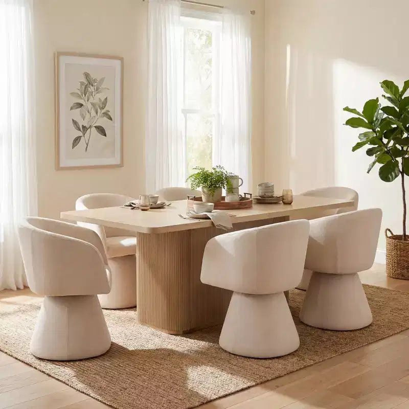 Christopher Knight Home Yodsak Set da Pranzo Moderno a 7 Pezzi in Legno e Metallo con Sedie Girevoli a 180