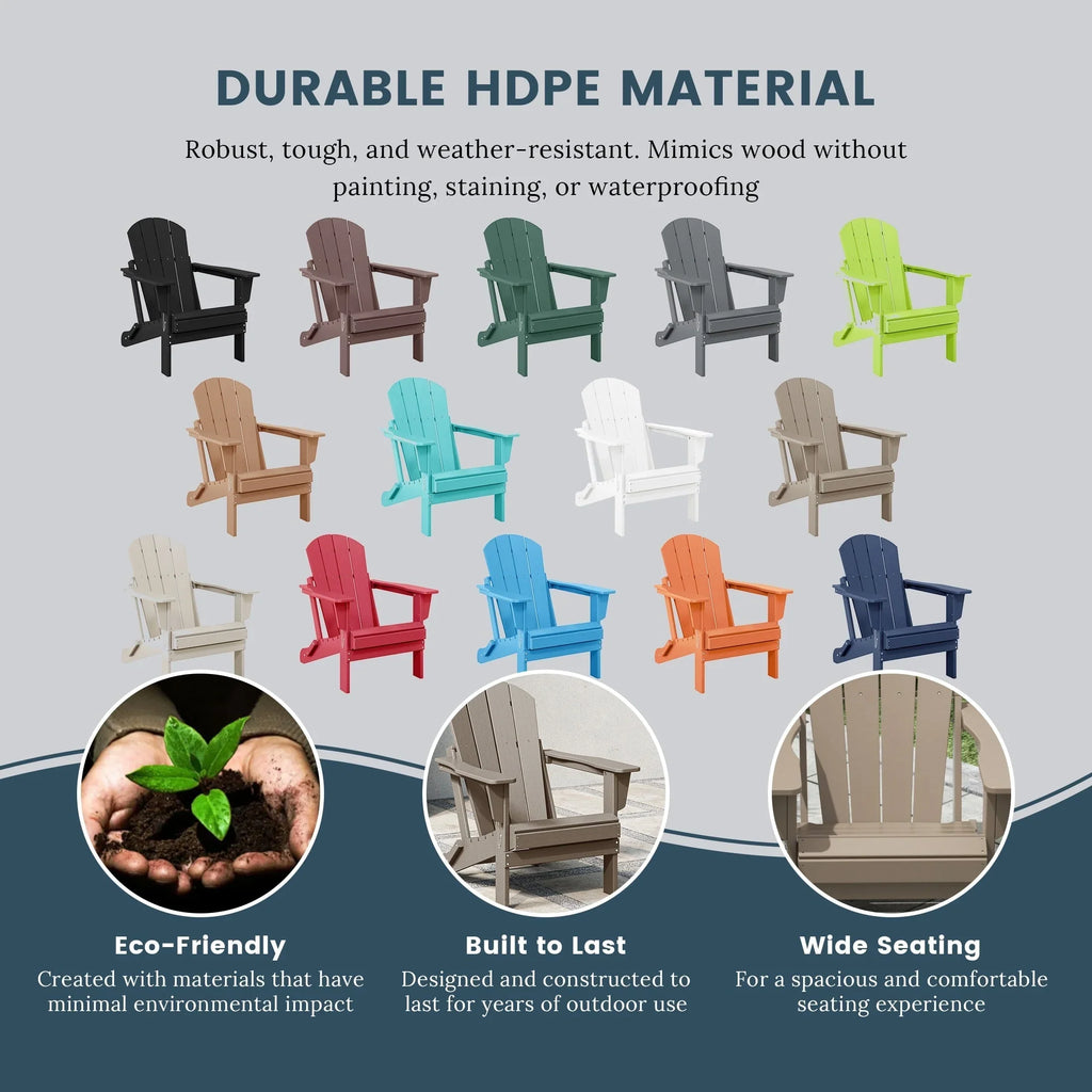 Polytrends Laguna Sedia Adirondack Pieghevole da Esterno per Patio Resistente allo Sbiadimento e alle Intemperie