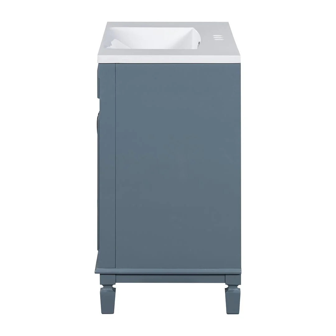 Mobile Bagno Moderno da 90cm con Lavabo Integrato e Specchiera, 2 Ante e 2 Cassetti