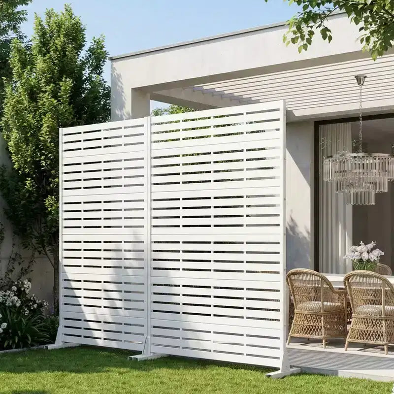 MAYEERTY 72x47 Pannello Paravento per Esterni Bianco Naturale, Set da 6 Pezzi Divisorio Pieghevole Naturale per Cortile e Giardino