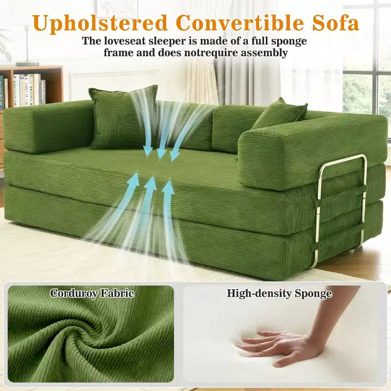 Dyonery 78Divano Letto Pieghevole Convertibile in Corduroy King Size Divano Letto a Pavimento Combinazione 4-in-1 Divano Modulare Componibile Divano Comodo Pieghevole.