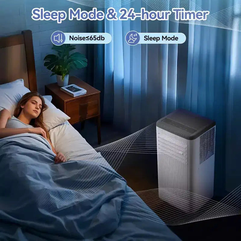 Condizionatori portatili, Flarhetoric 10000 BTU Raffreddamento/Ventilatore/Deumidificatore 3 IN 1 Unità AC portatile per stanze di 52 M², Unità per ambienti a bassa rumorosità