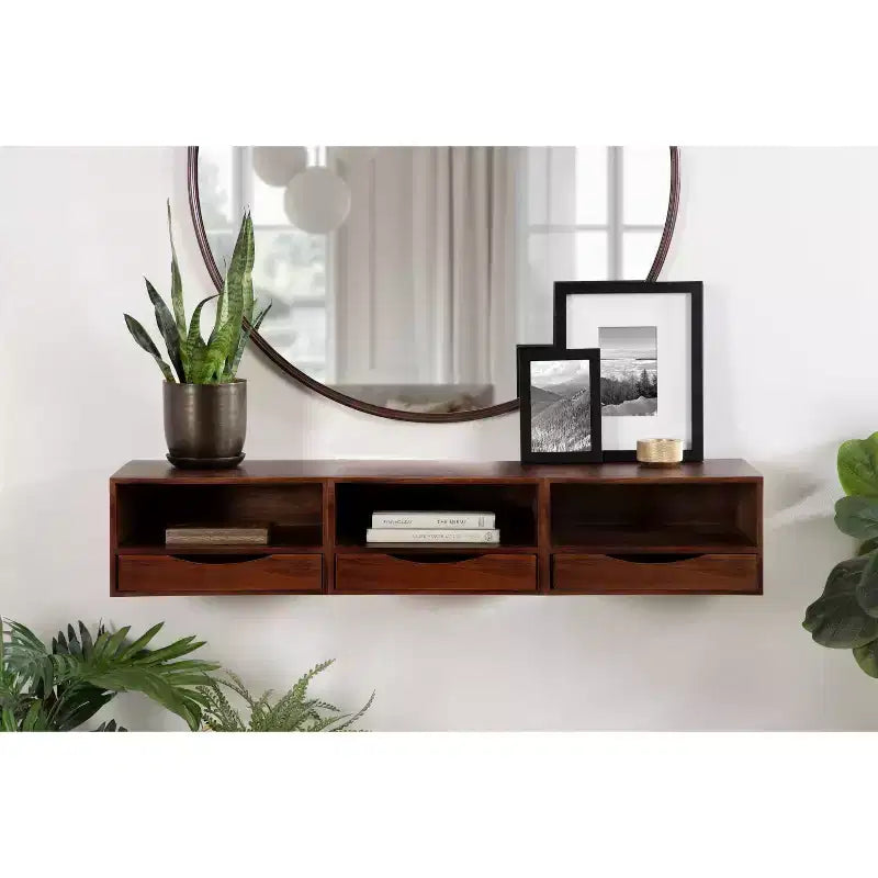 Floating Wall Shelf with Drawer - 12.5" x 10" x 7"
