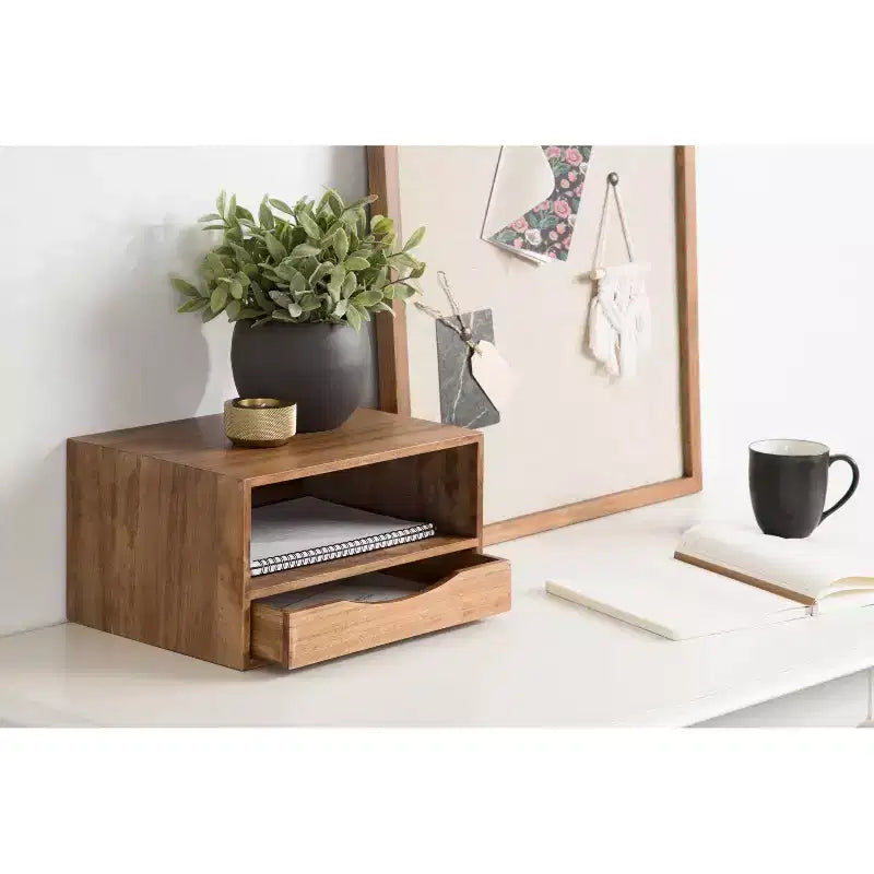 Floating Wall Shelf with Drawer - 12.5" x 10" x 7"