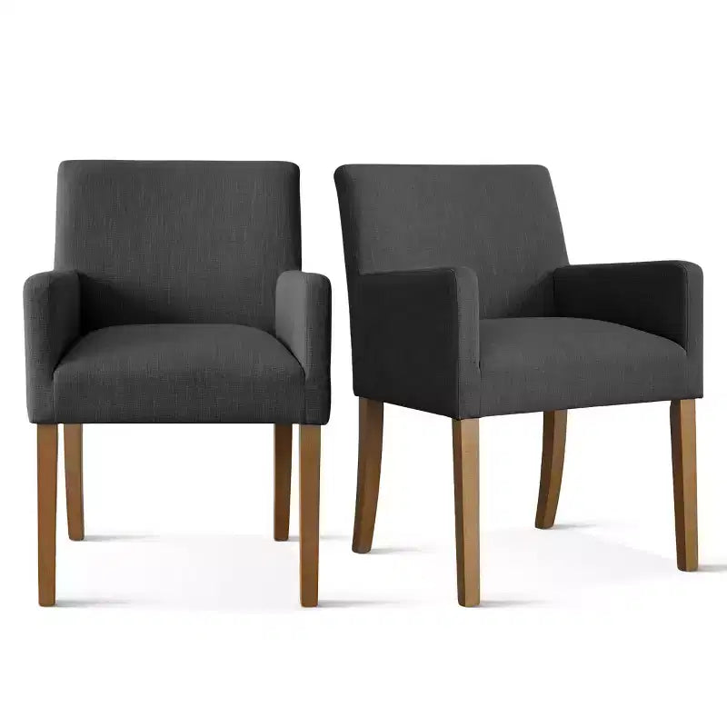 Set di 6 sedie da pranzo imbottite con braccioli, poltrone moderne in lino con gambe in legno, sedie occasionali per sala da pranzo, soggiorno - Panipeachy