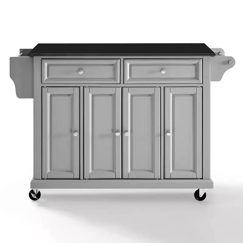 52" Full Size Granite Top Kitchen Cart with Storage