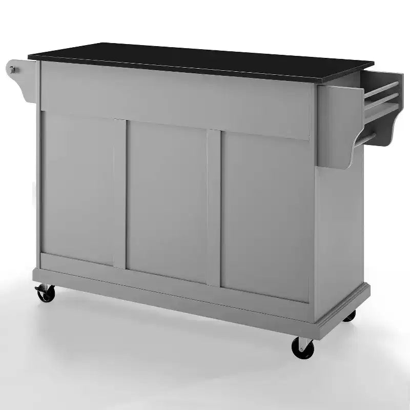 52" Full Size Granite Top Kitchen Cart with Storage