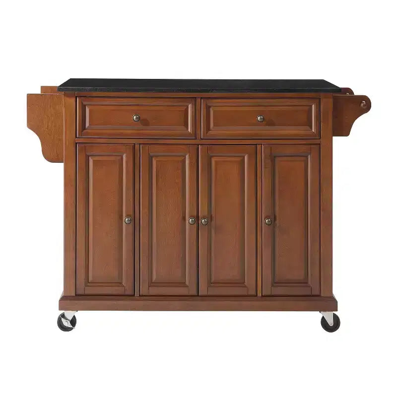 52" Full Size Granite Top Kitchen Cart with Storage
