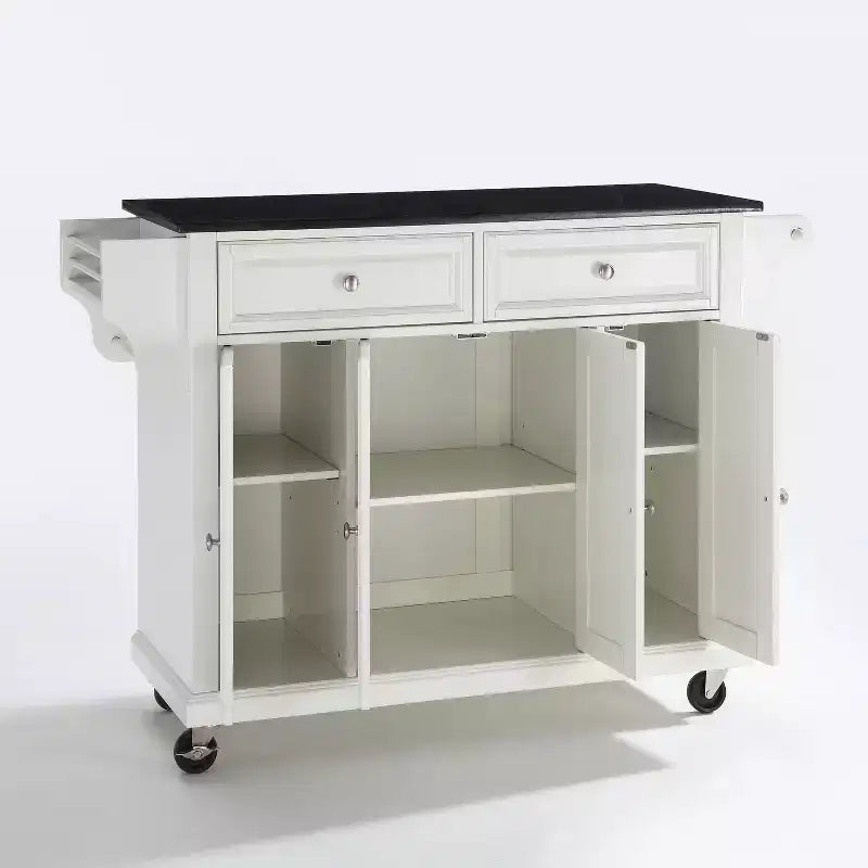 52" Full Size Granite Top Kitchen Cart with Storage