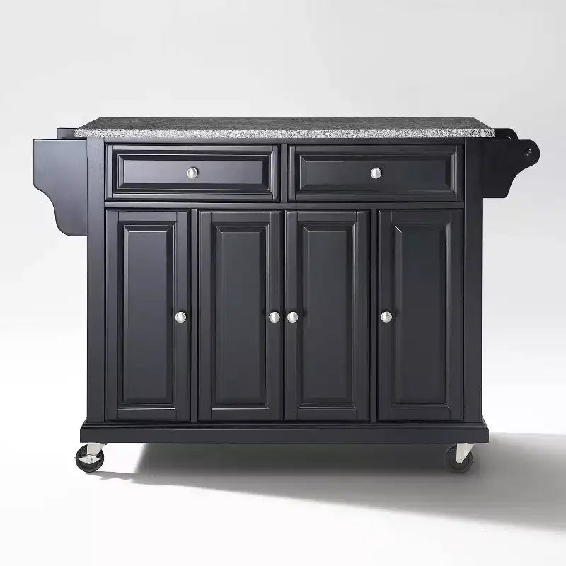 52" Full Size Granite Top Kitchen Cart with Storage