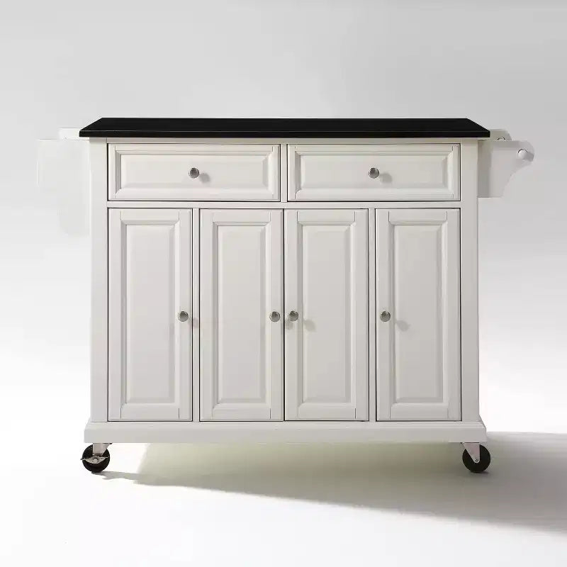 52" Full Size Granite Top Kitchen Cart with Storage