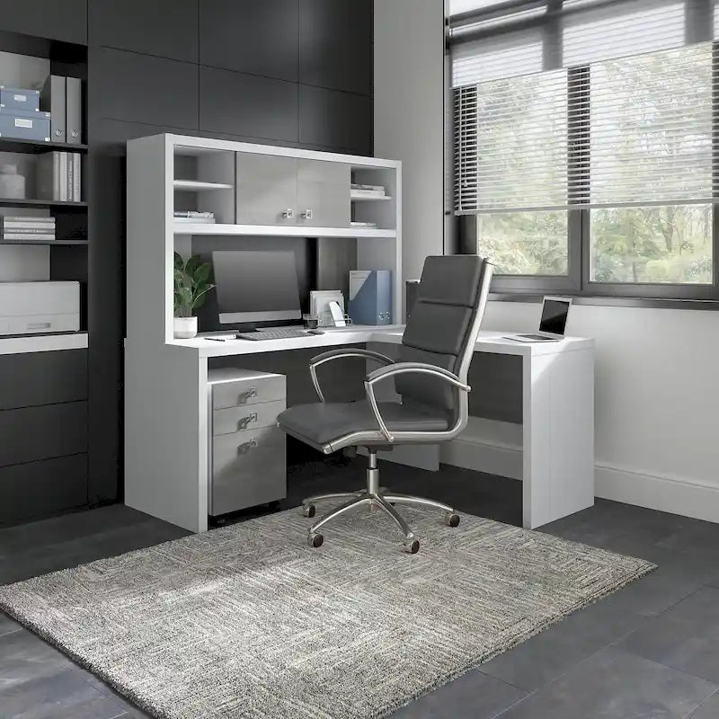 Bureau d'angle Echo avec huche et tiroirs