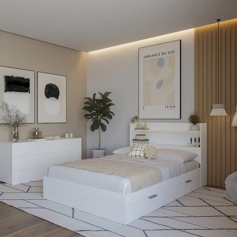 Letto a piattaforma Hunter con testiera