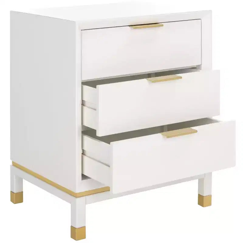 Tavolino d'appoggio a 3 cassetti Baskin - ACC6605A - Bianco - Safavieh