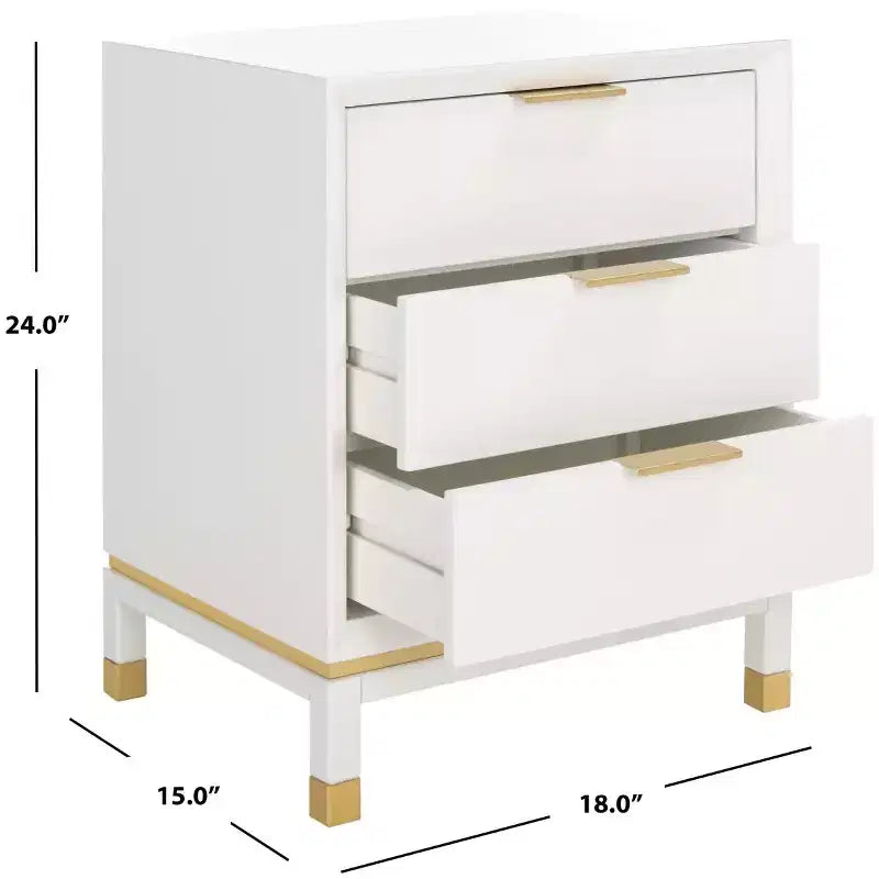 Tavolino d'appoggio a 3 cassetti Baskin - ACC6605A - Bianco - Safavieh