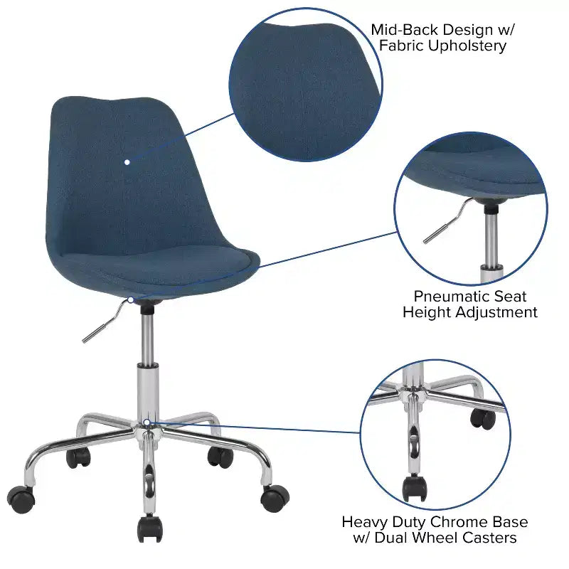Sedia da ufficio girevole Merrick Lane con sedile girevole regolabile in altezza in elegante rivestimento