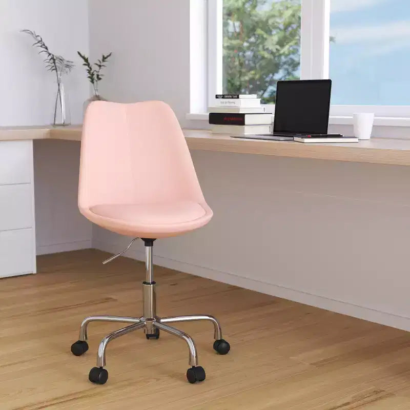 Sedia da ufficio girevole Merrick Lane con sedile girevole regolabile in altezza in elegante rivestimento