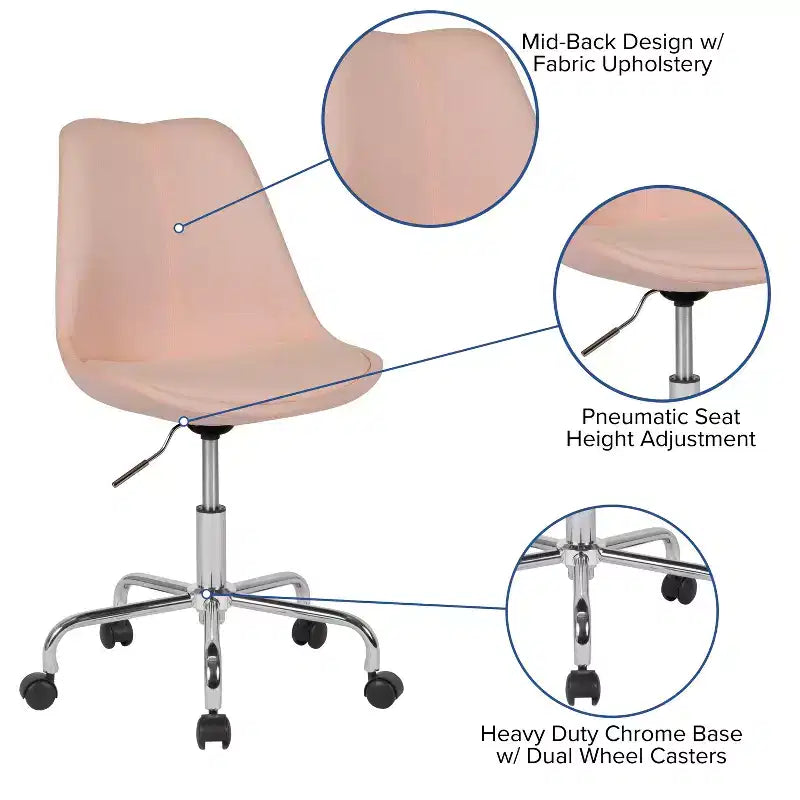 Sedia da ufficio girevole Merrick Lane con sedile girevole regolabile in altezza in elegante rivestimento