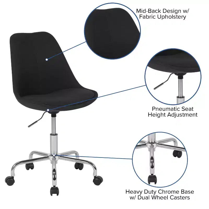 Sedia da ufficio girevole Merrick Lane con sedile girevole regolabile in altezza in elegante rivestimento