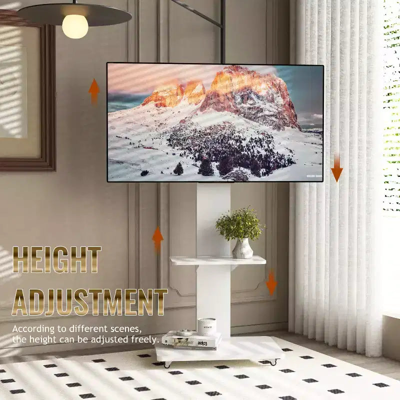 Mobile porta TV per televisori da 32-75 pollici, carrello TV mobile regolabile in altezza con cassetto e ruote per soggiorno, camera da letto, uffici -ModernLuxe