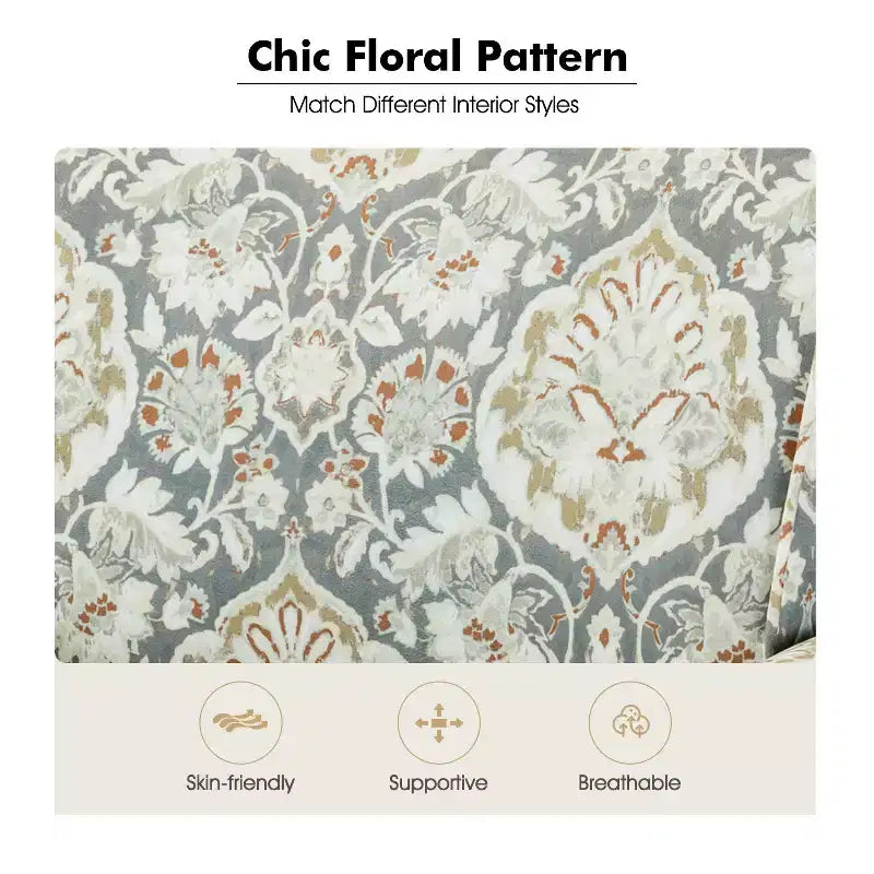 Poltrona Araceli Tradizionale in Legno Imbottita Floreale con Schienale Alto e Borchie | ART OF LIVING DESIGNS