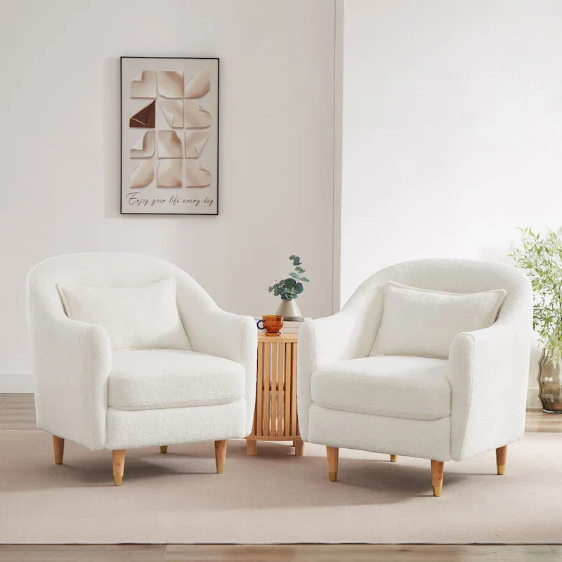 Set di 2 Poltrone Accent, in Velluto a Botte con Gambe in Legno Massello 28,34W
