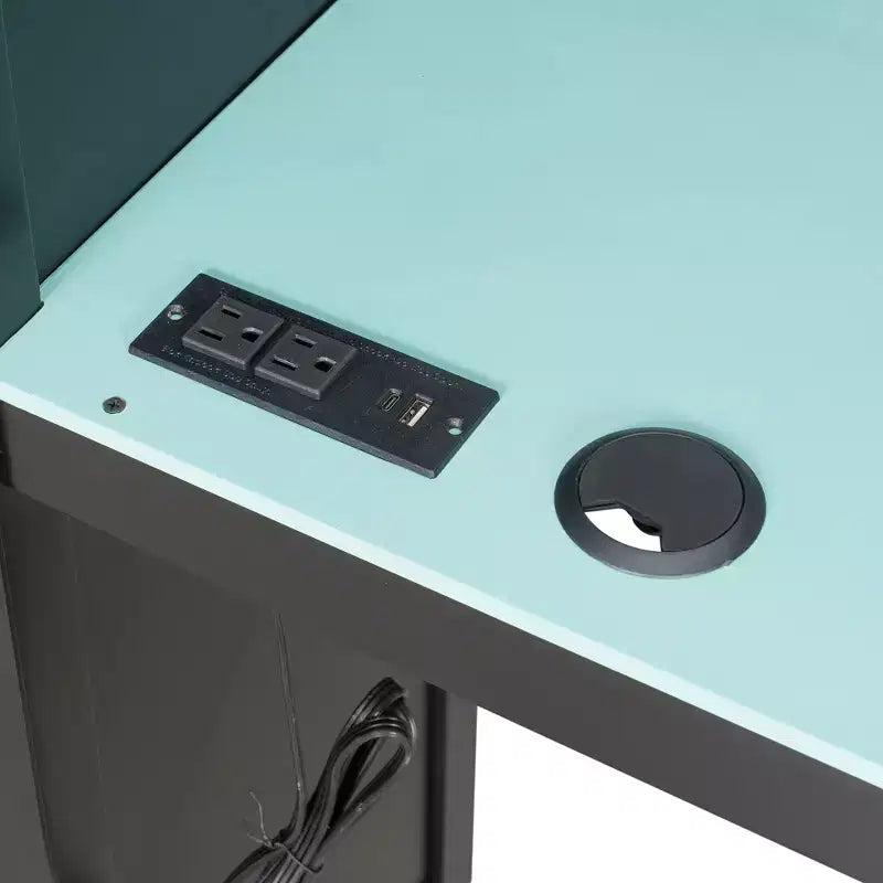 Letto a soppalco a L da gaming con scrivanie, letti a soppalco doppi con luci LED, porte USB, scaffali portaoggetti, letto a soppalco ad angolo in legno per 2