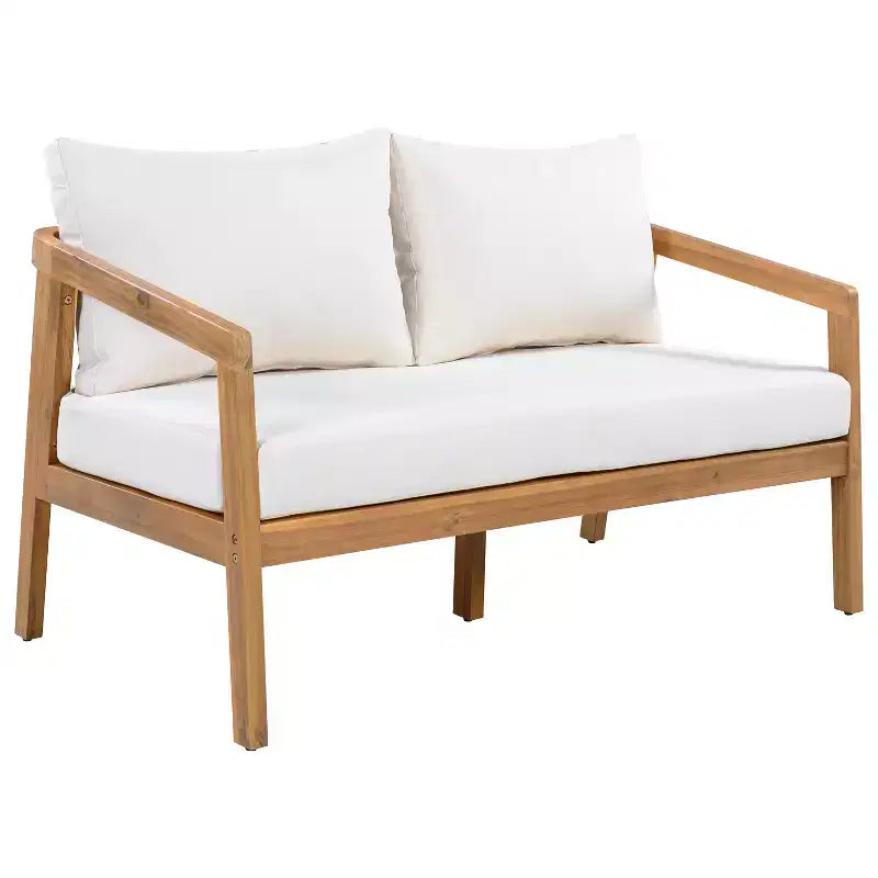 Christopher Knight Home Sunny Set Salotto Moderno a 5 Pezzi in Acacia con Tavolo Rettangolare a Doghe e 7 Posti