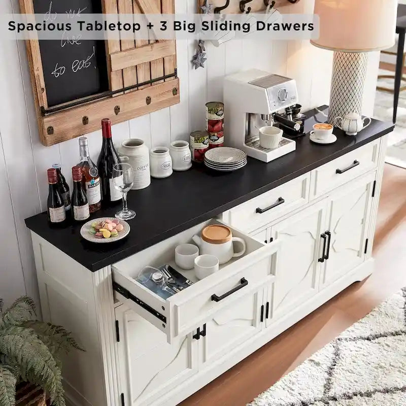 Credenza a Buffet da Fattoria, Mobile Bar per Caffè e Vino per Sala da Pranzo - N/A