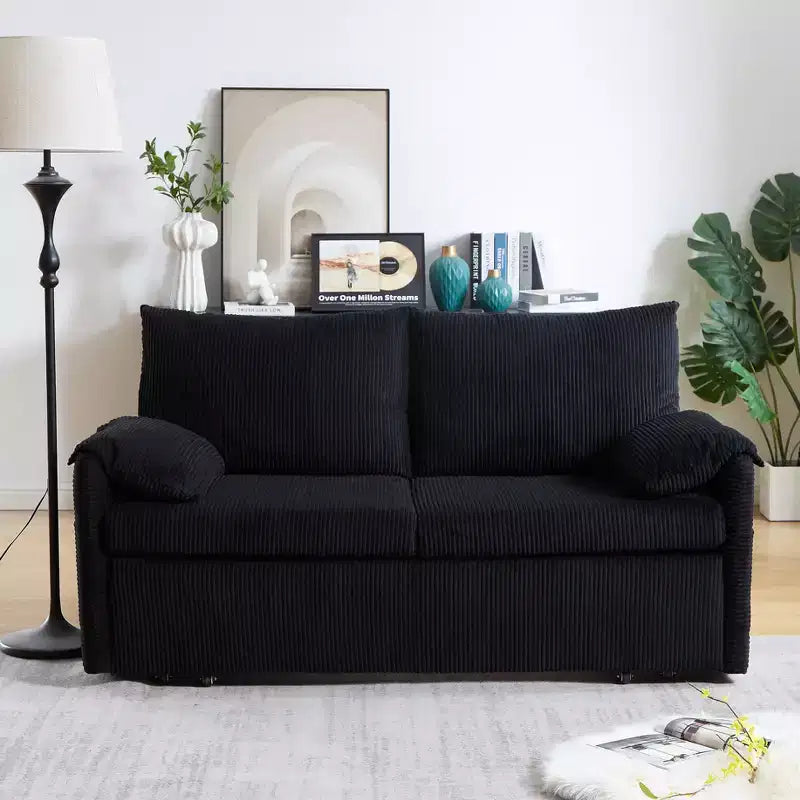 Divano Letto Convertibile in Velluto a Coste 3-in-1 con Letto Estraibile 64.5
