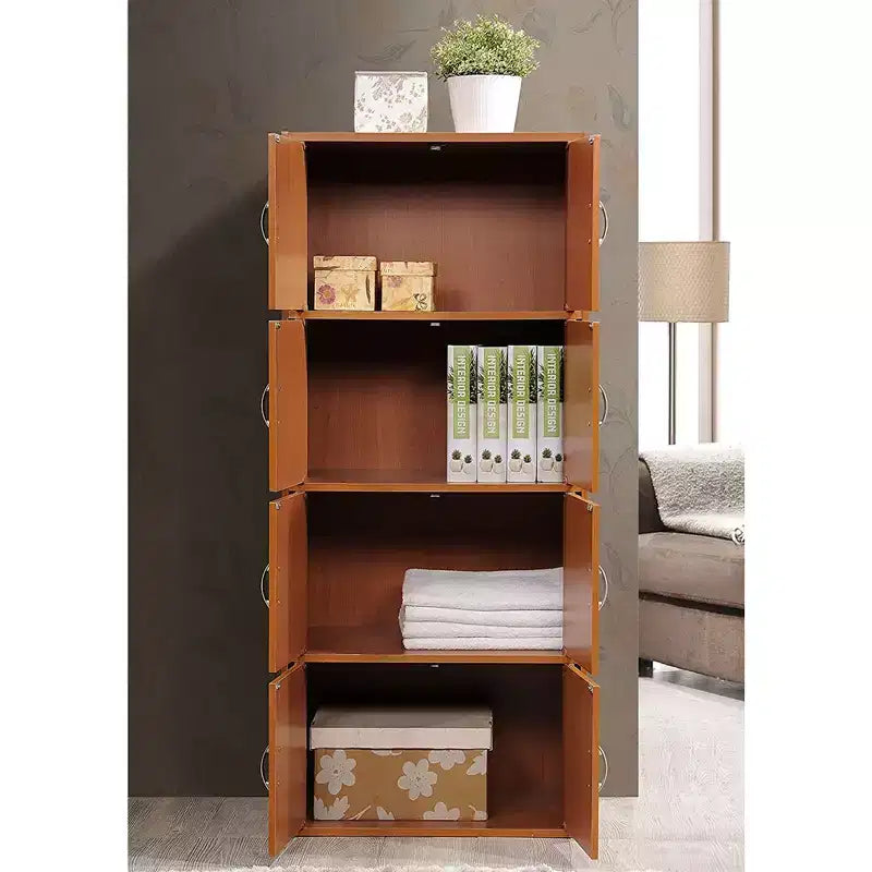 Hodedah HID44 Robusto armadio-libreria multiuso con 8 ante a montaggio a pavimento per casa e ufficio, finitura in legno di faggio