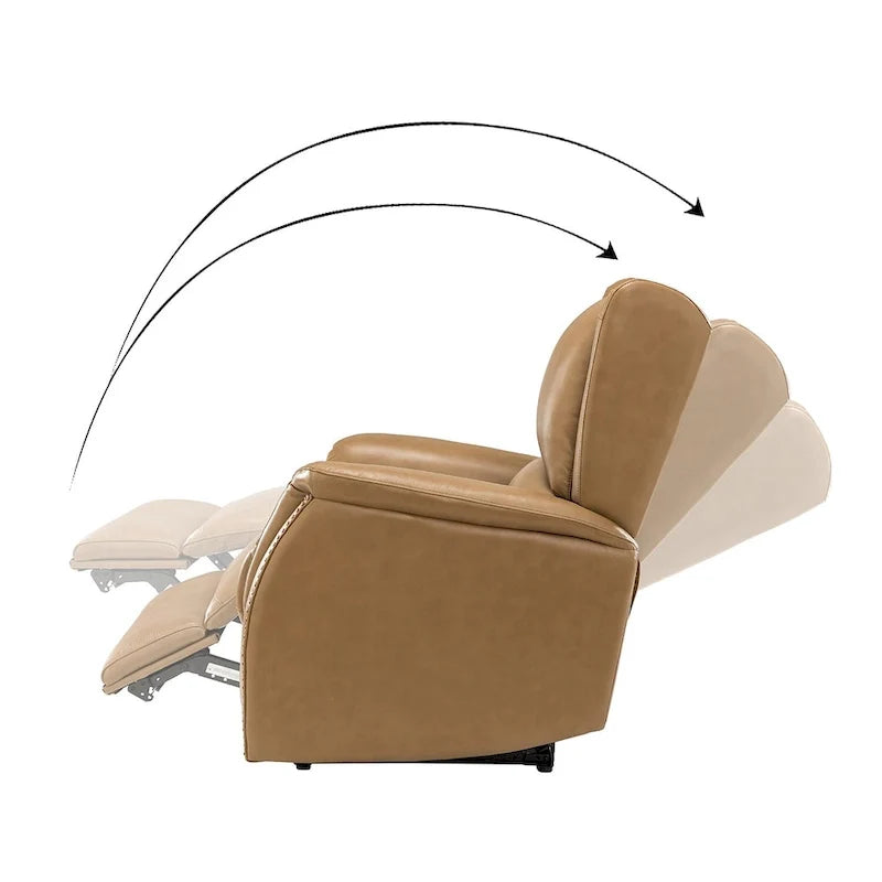 Poltrona reclinabile Eduardo in vera pelle con porta USB, set da 2