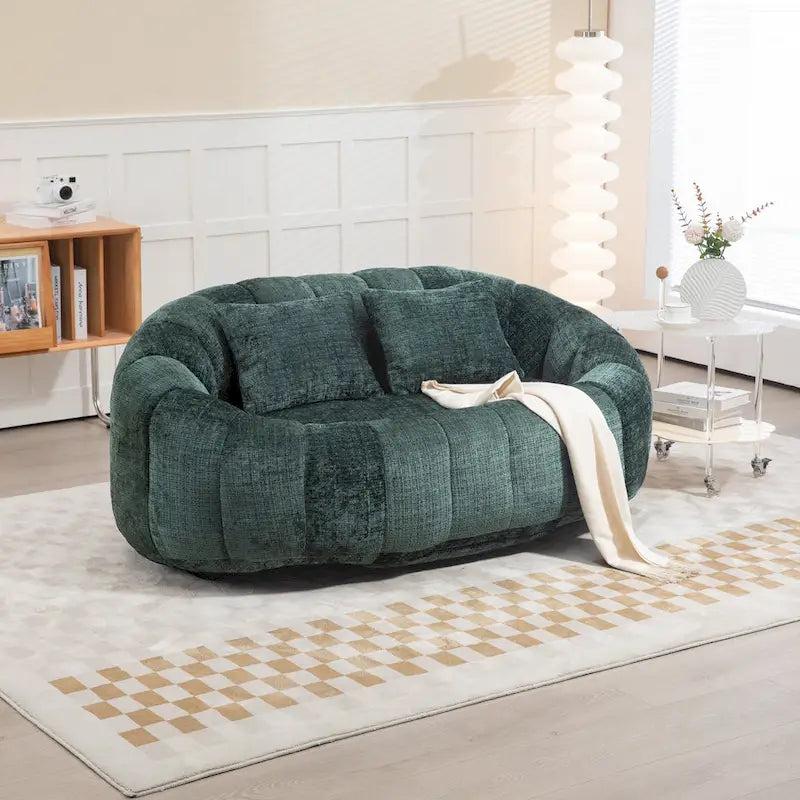 GDFStudio - Divano Pigro a 2 Posti Laurel Chenille con Schiuma ad Alta Densità e Comfort Extra Large