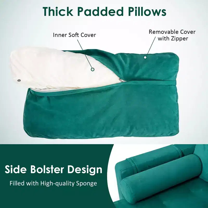 Divano componibile a L Costway con chaise longue reversibile e 2 porte USB, color verde acqua