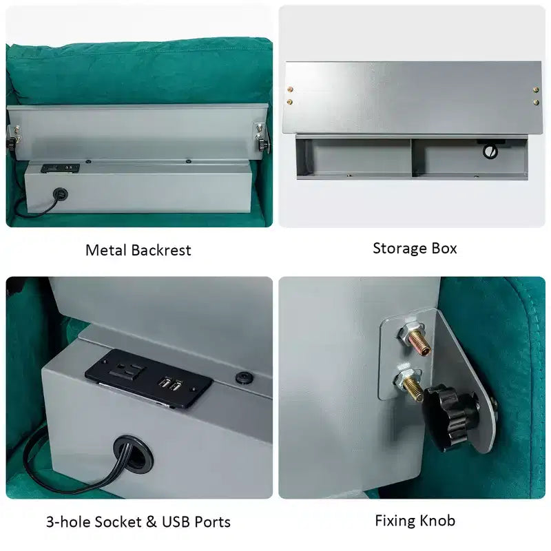 Divano componibile a L Costway con chaise longue reversibile e 2 porte USB, color verde acqua