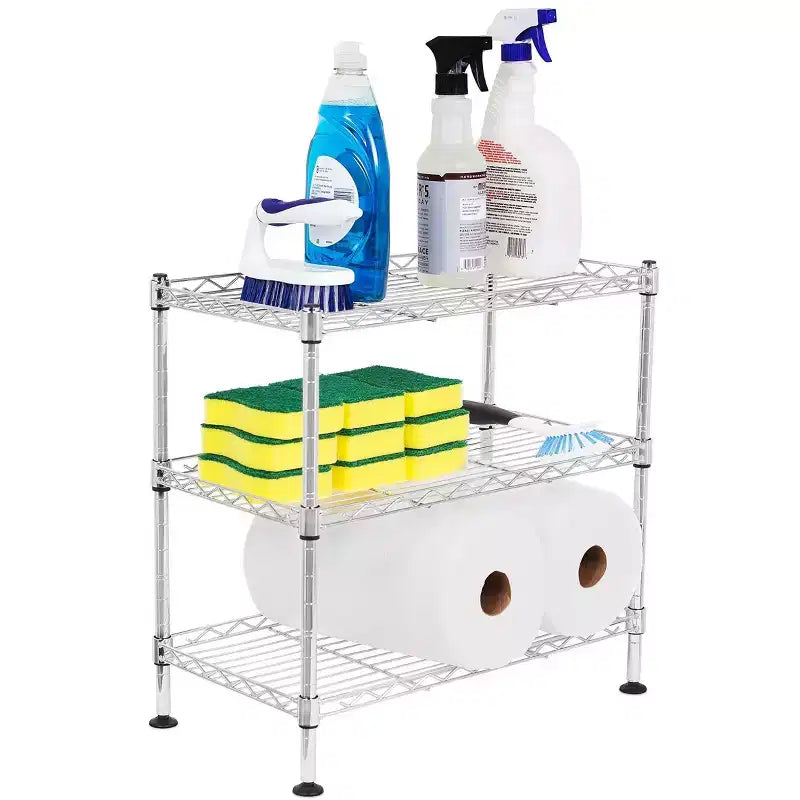 Internet's Best 3-Tier Mini Wire Utility Shelving - Silver