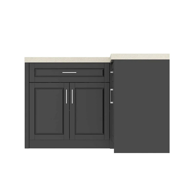 Mobile angolare efficiente per cucina Isola a L: Ampio spazio di archiviazione con cassetti scorrevoli, piano di lavoro UV