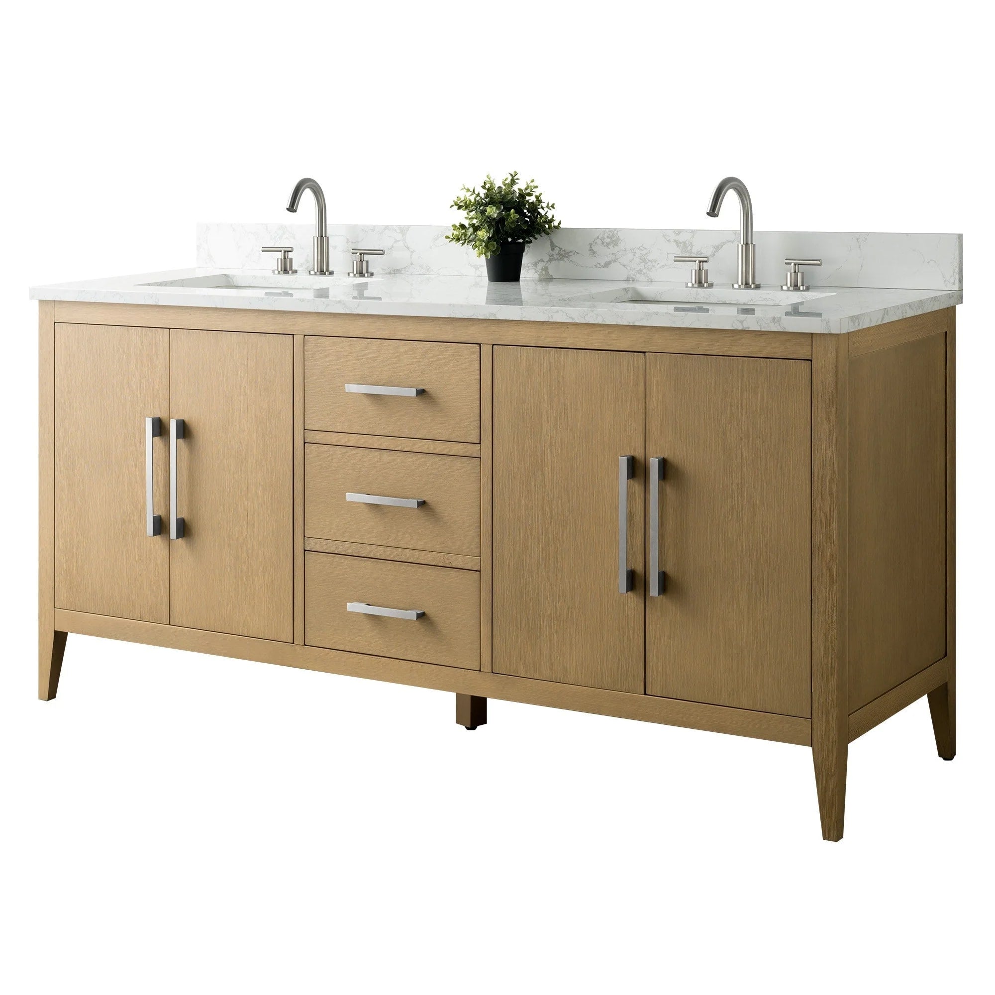 Mobile lavabo doppio Vanity Art 72 per bagno con piano in marmo composito
