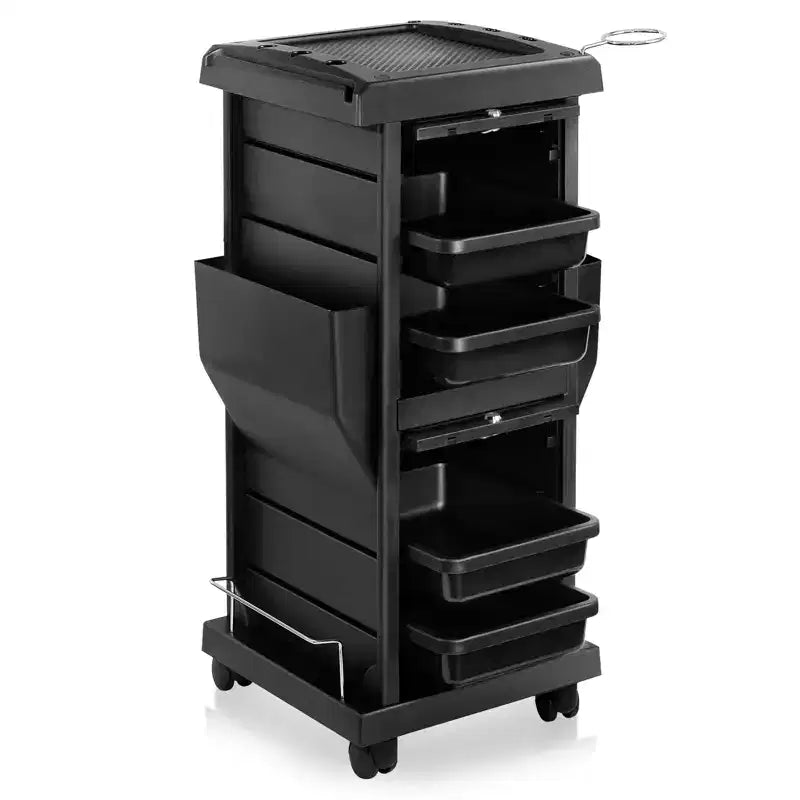 Carrello avvolgibile Saloniture Premium con serratura e tasche laterali per attrezzi - Nero