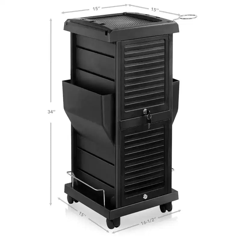 Carrello avvolgibile Saloniture Premium con serratura e tasche laterali per attrezzi - Nero